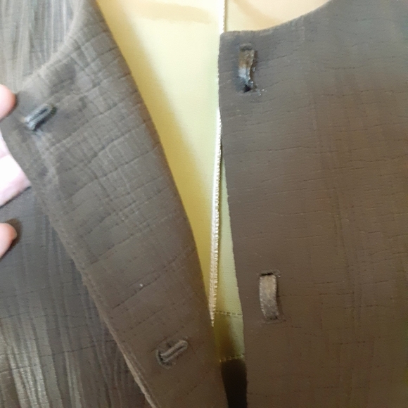 EILEEN FISHER Silk Textured Olive Green Blazer Size Small - Picture 4 of 15